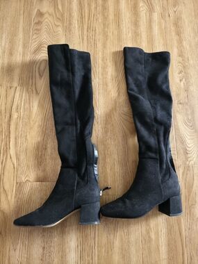 Aldo Black Suede Over-the-Knee Block Heel Boots